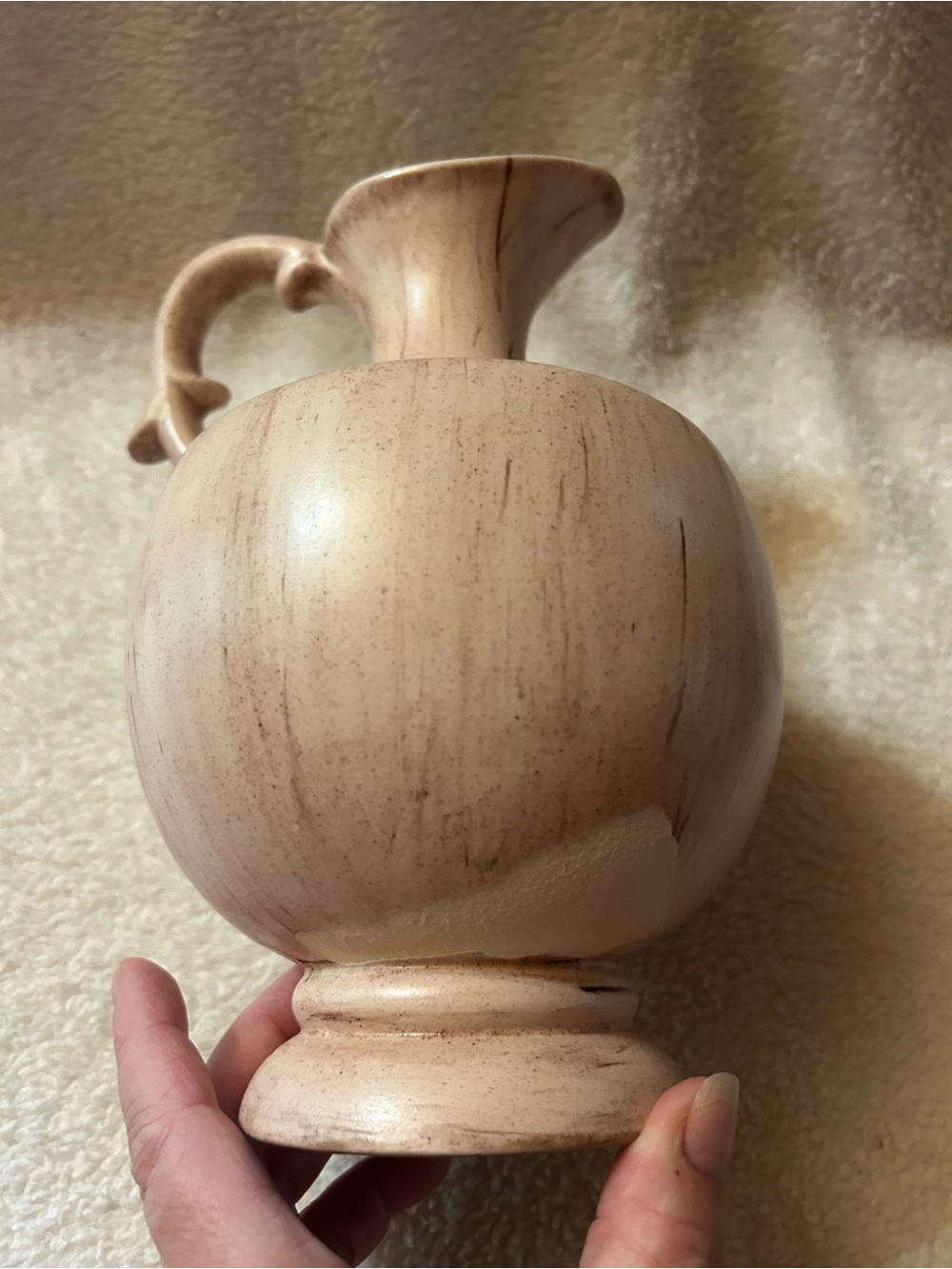Vintage Cream Ceramic Pitcher - Picture 3 of 13